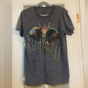 Colorful elephant T shirt, women’s small